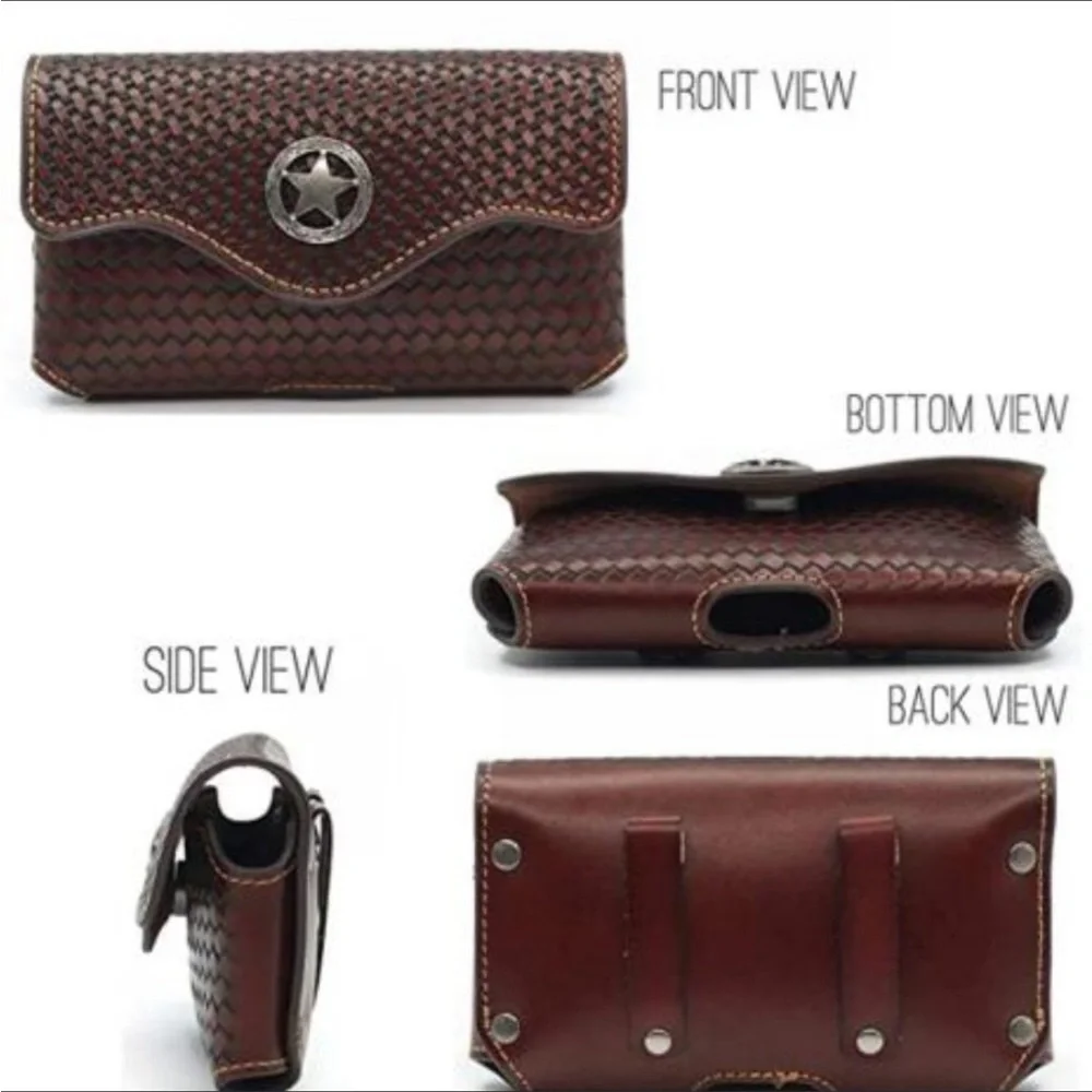 Leather Cellphone Holster Belt Magnetic Flap